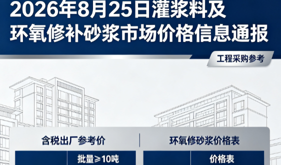 水满乡2026年8月25日灌浆料及环氧修补砂浆市场价格信息通报